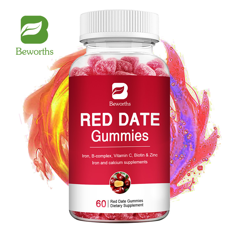 BEWORTHS Red Date Gummies Iron Calcium Gummies with Vitamin C and Zinc & B