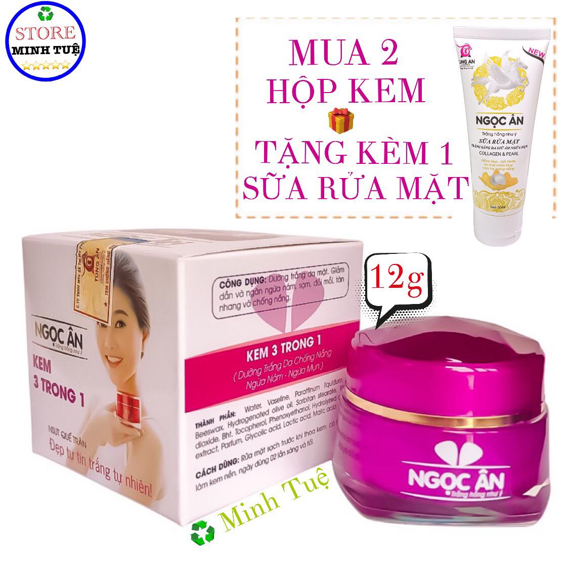 Kem ngừa nám Ngọc Ân, ngừa mụn dưỡng trắng da chống nắng - Kem Ngọc Ân - Mua 1 tặng 1.
