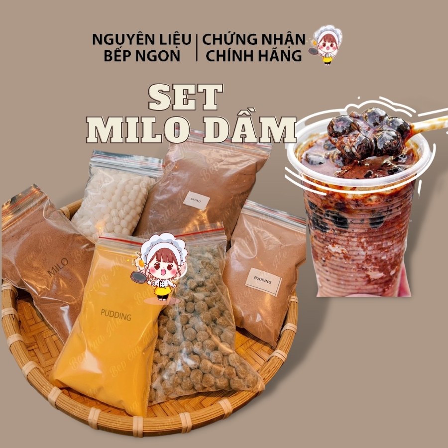 SET MILO DẦM TRÂN CHÂU PUDDING SIÊU NGON NGUYÊN LIỆU BẾP NGON - Tặng kèm công thức nấu