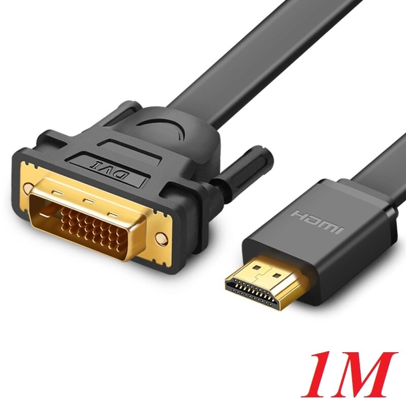 Ugreen 30137 1m màu đen cáp chuyển đổi hdmi sang dvi 24+1 thuần đồng cáp dẹt hd106