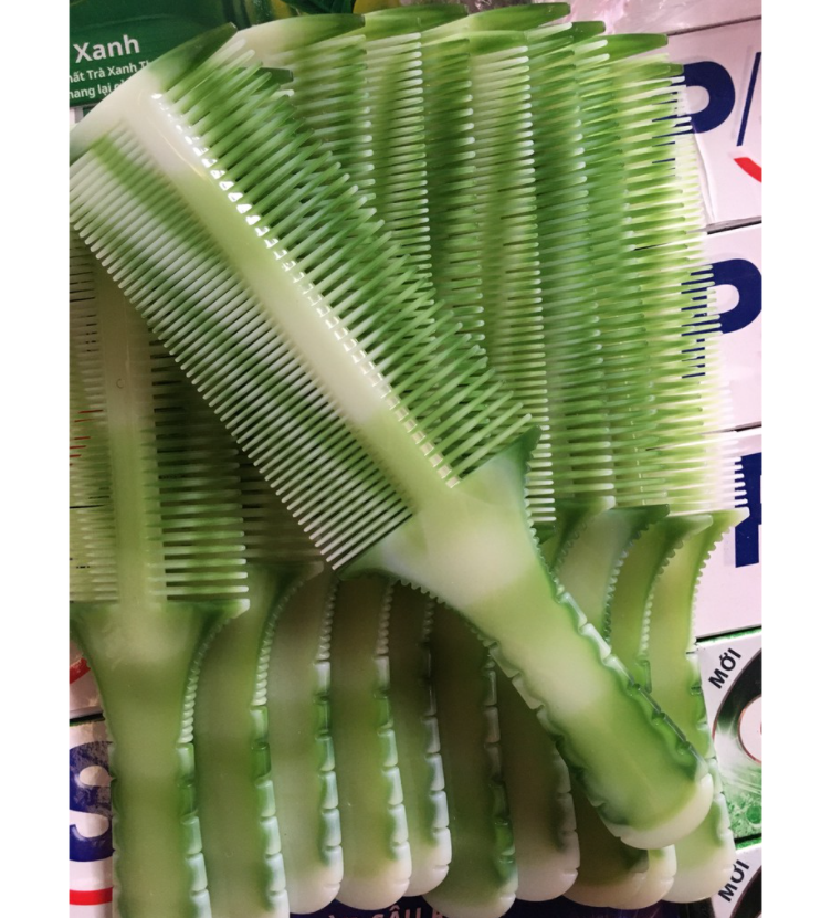 Lược chải tóc 2 đầu dày thưa xanh ngọc cao cấp, lược chải đầu 2 kiểu dày thưa xanh ngọc cao cấp