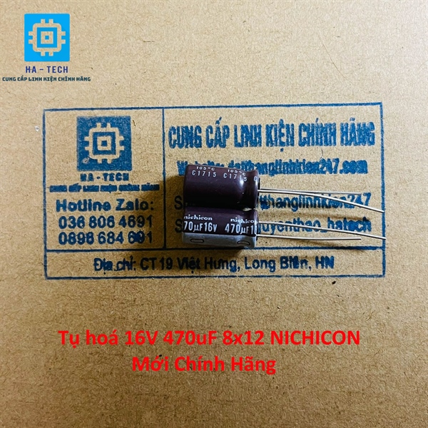 Túi 90 chiếc tụ hoá 16v 470uf 8x12 nichicon mới chính hãng