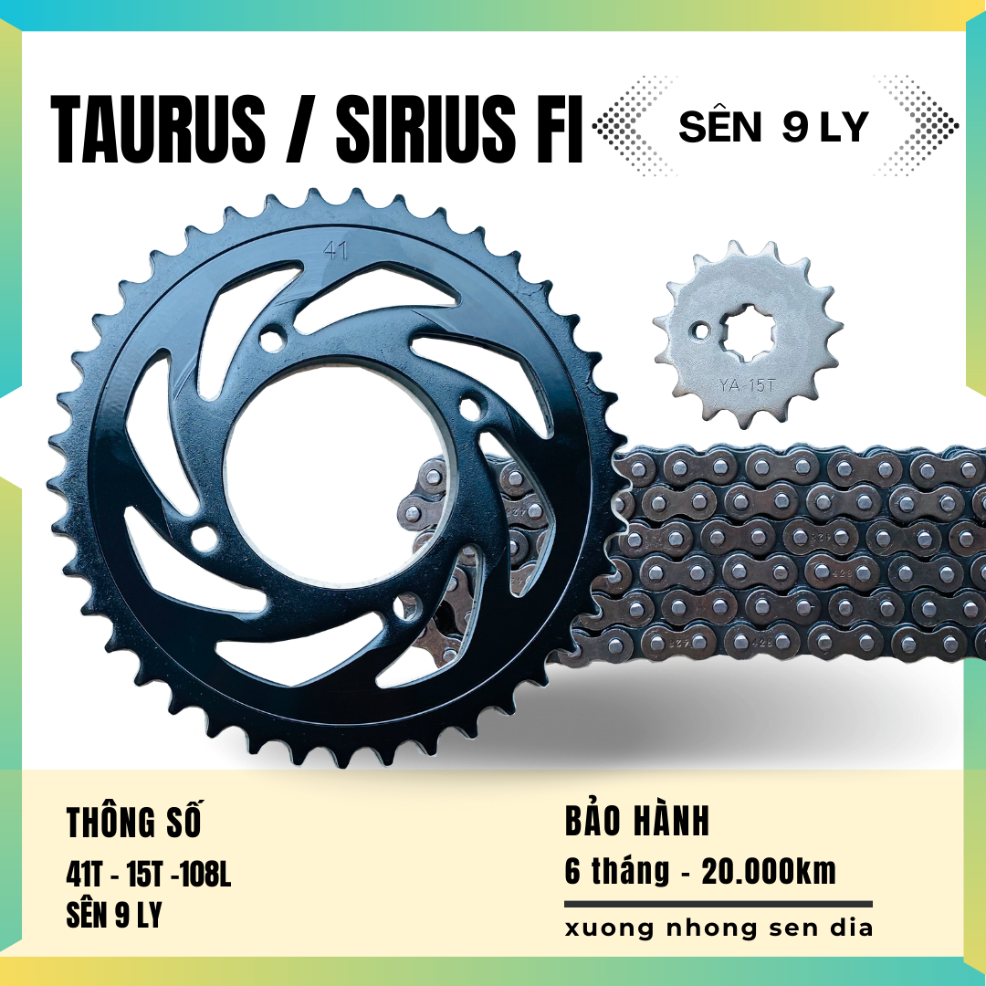 [FreeshipMAX] [HCM] Bộ nhông sên dĩa Sirius fi / Taurus (9ly)