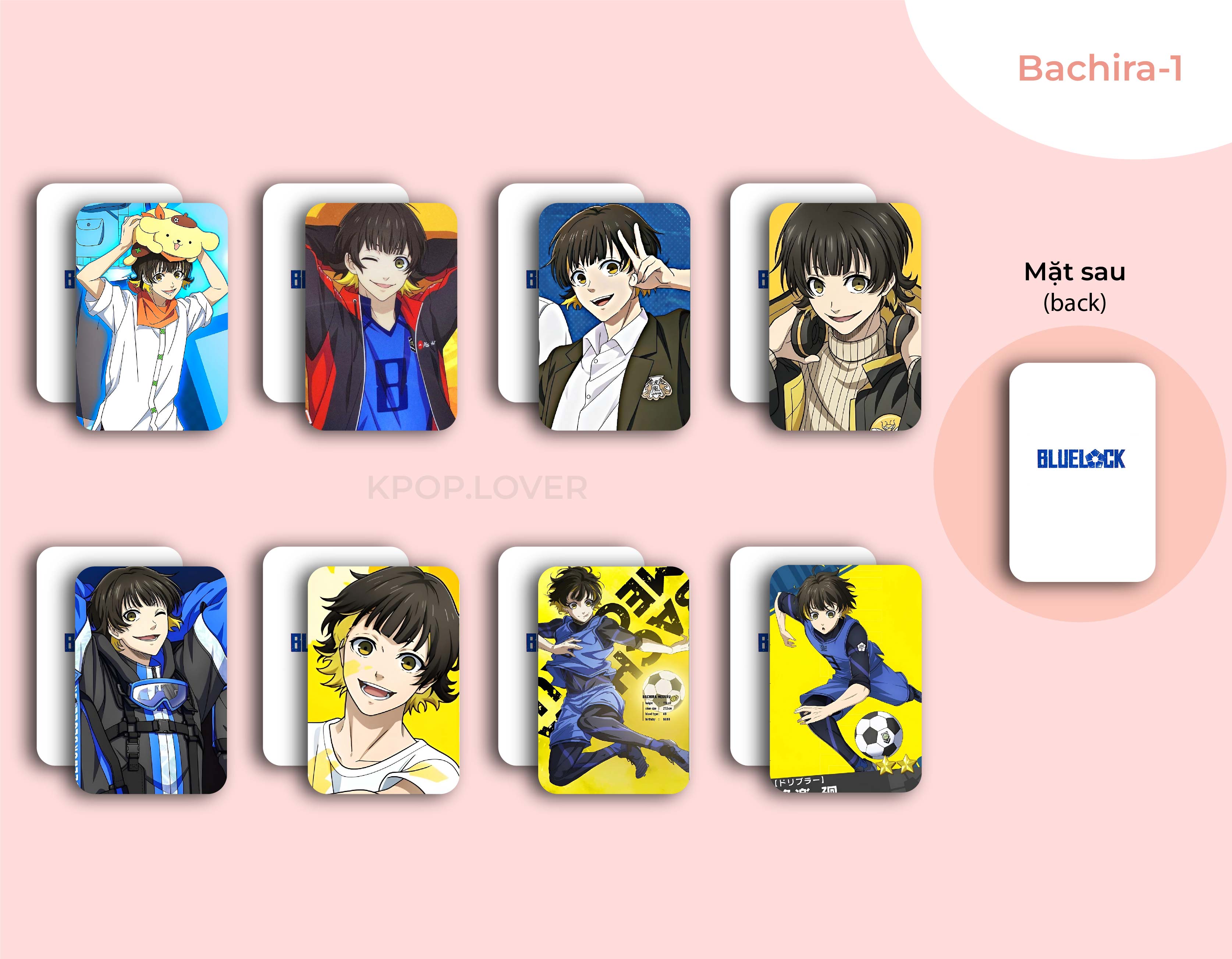 Set 8 card bo góc blue lock