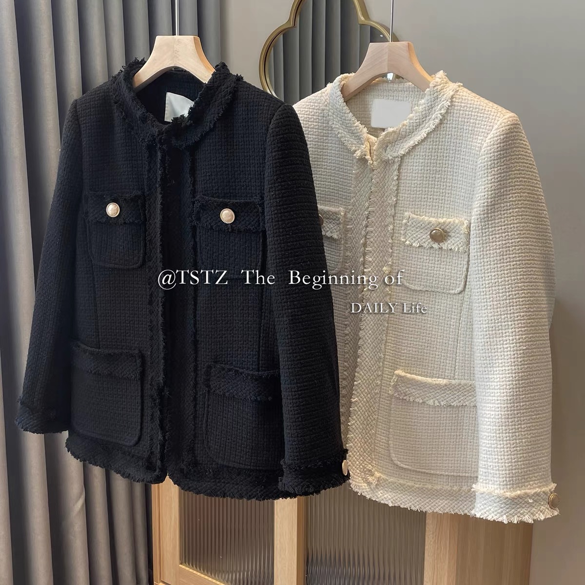 MS775 Áo khoác dạ tweet nữ Quảng Châu dáng blazer sang trọng
