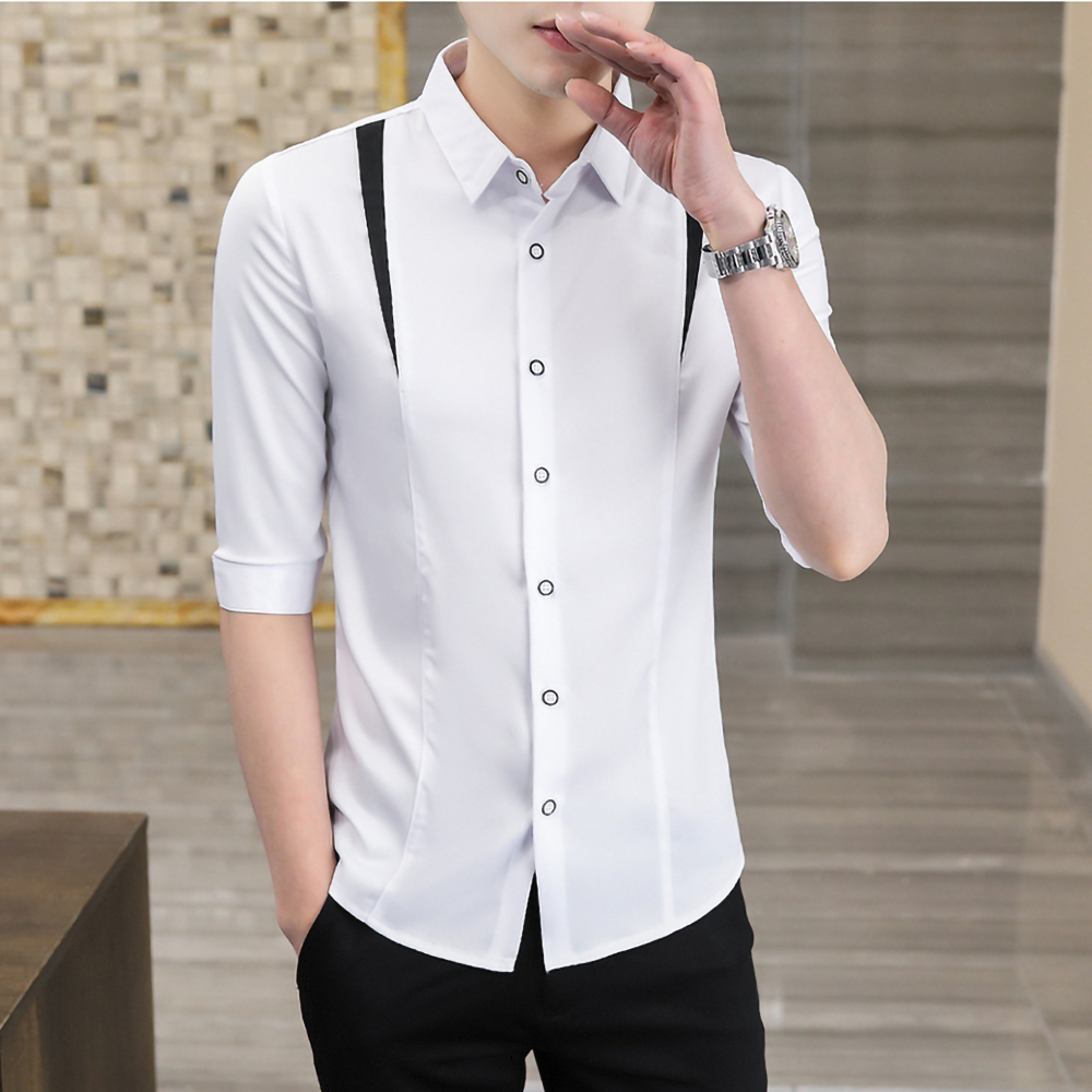 Áo Sơ mi nam, áo sơ mi tay lỡ phối màu trẻ trung nam tính H46