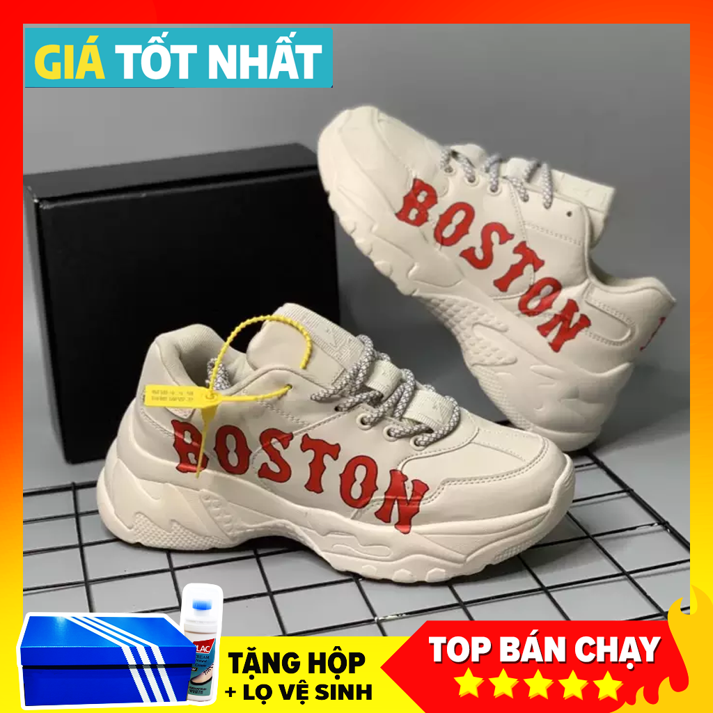 Giày Mlb Boston , Giầy Sneaker thể thao Nam Nữ màu kem giá rẻ mẫu mới 2021, Hàng Full Box