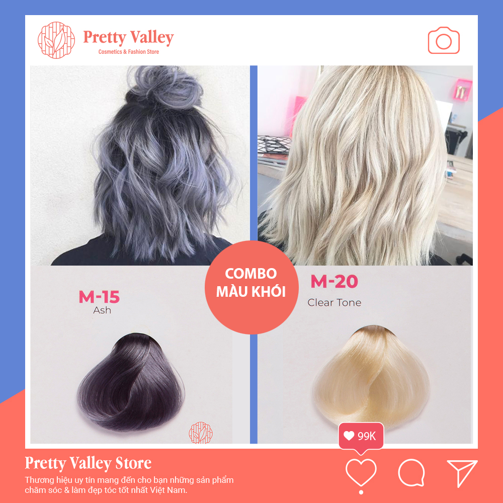 Combo thuốc nhuộm tóc màu khói Molokai M15 (1 màu tẩy và 1 màu khói) - Pretty Valley