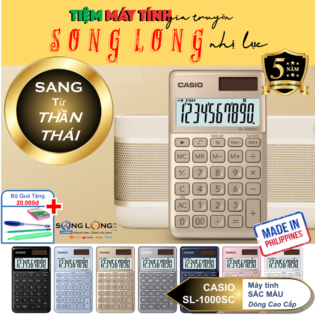 Máy tính Để bàn Sắc Màu Casio SL-1000SC – “Sang từ Thần Thái”- Máy Tính Casio  - Nhập khẩu Philippines