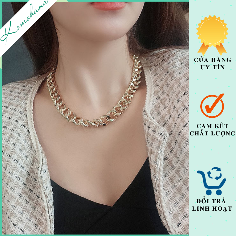 Vòng cổ choker bản to Komohana dây xích to cá tính dễ phối đồ