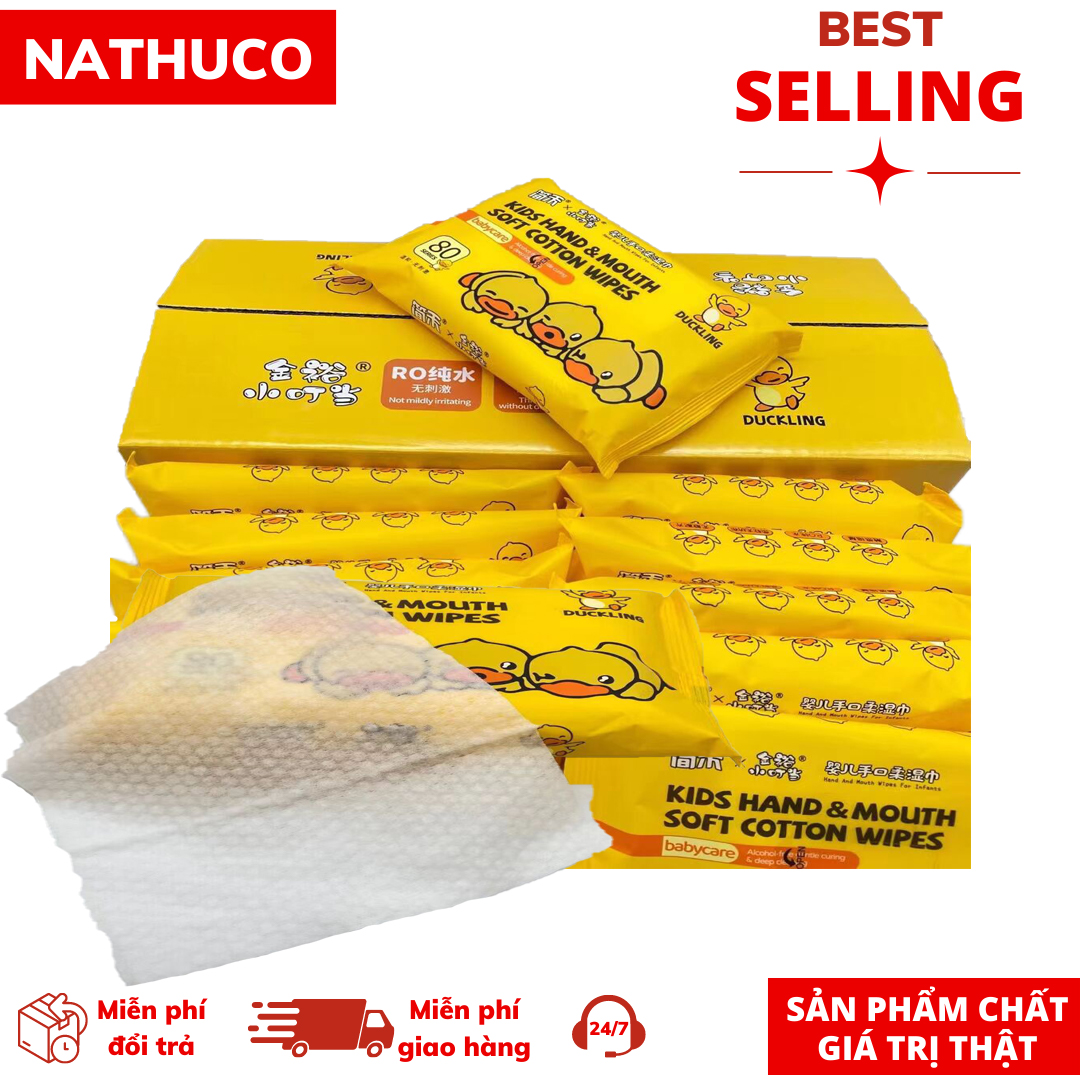 Thùng 10 bịch khăn giấy ướt con vịt, khăn giấy ướt con vịt siêu hot