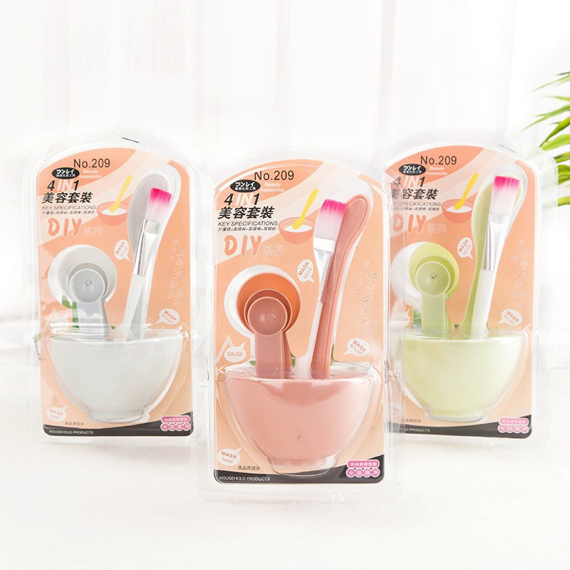 Bộ bát trộn mặt nạ 4 món chén trộn mặt nạ kèm thìa và cọ quét