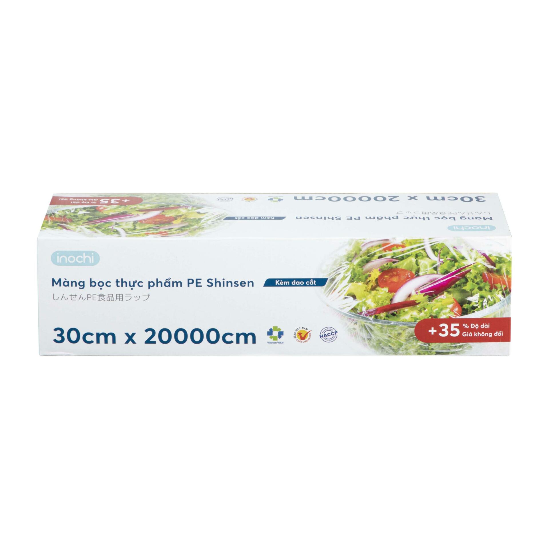 Màng bọc thực phẩm pe shinsen inochi giúp bảo quản thực phẩm an toàn tiện lợi kích thước 30x20.000cm