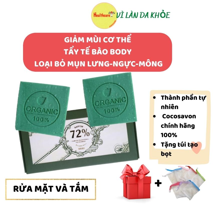 Xà bông sả chanh Handmade sạch mụn, giảm mùi body, tẩy tế bào chết Cocosavon Natural Soap giảm mụn lưng ngực mông trắng mịn da ngừa mụn viêm, sát khuẩn, tẩy thâm vùng nách vùng kín-xà bông thảo dược giảm viêm nang lông Healthcare.shop