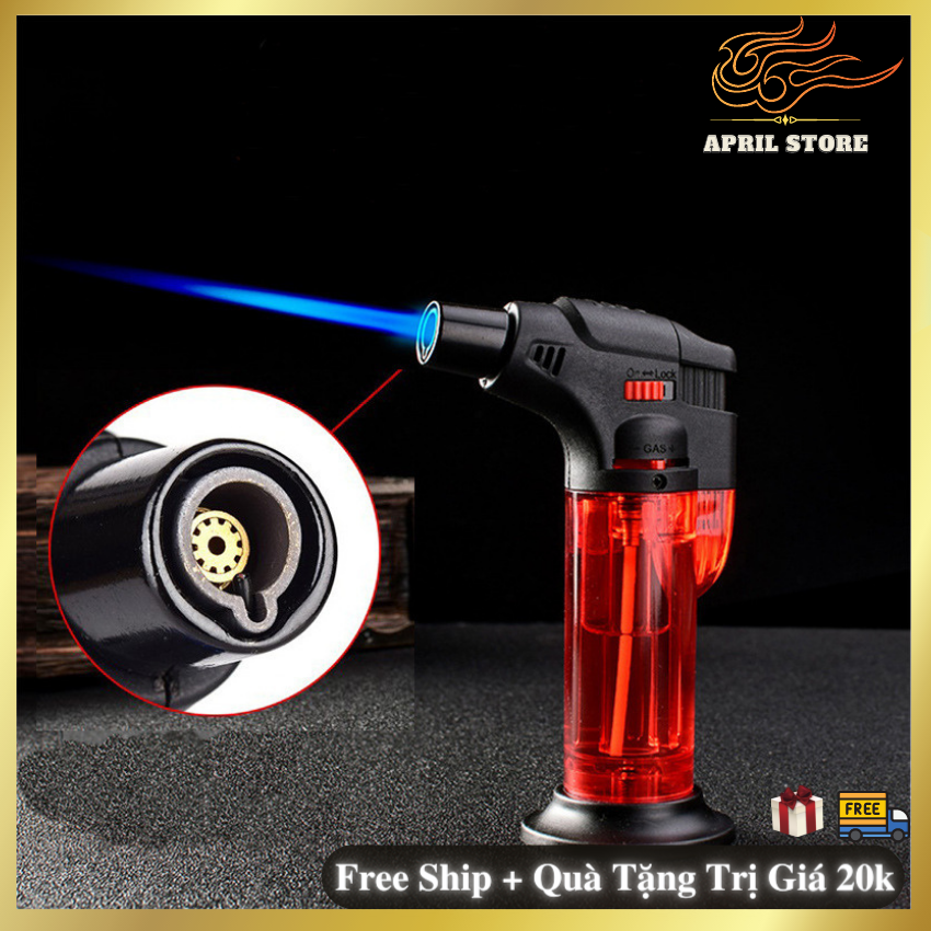Bật lửa cầm tay xài gas - lửa khò tia sk603 - có đế đứng - chế độ khóa lửa