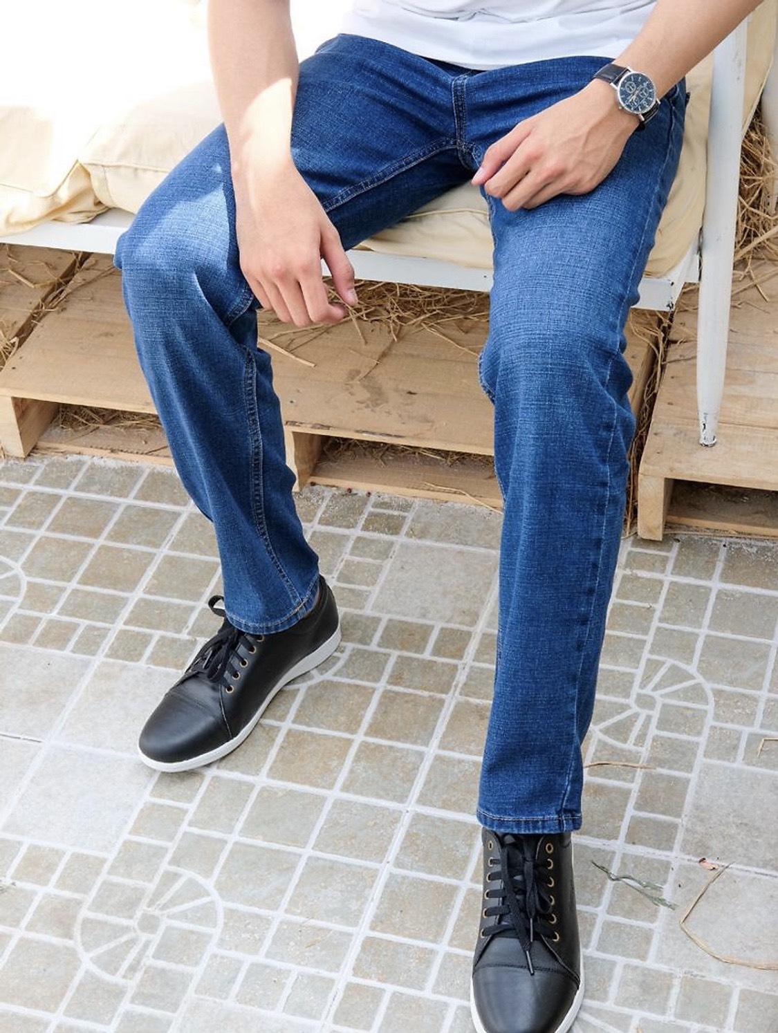 Quần dài jean nam ống suông - cao cấp