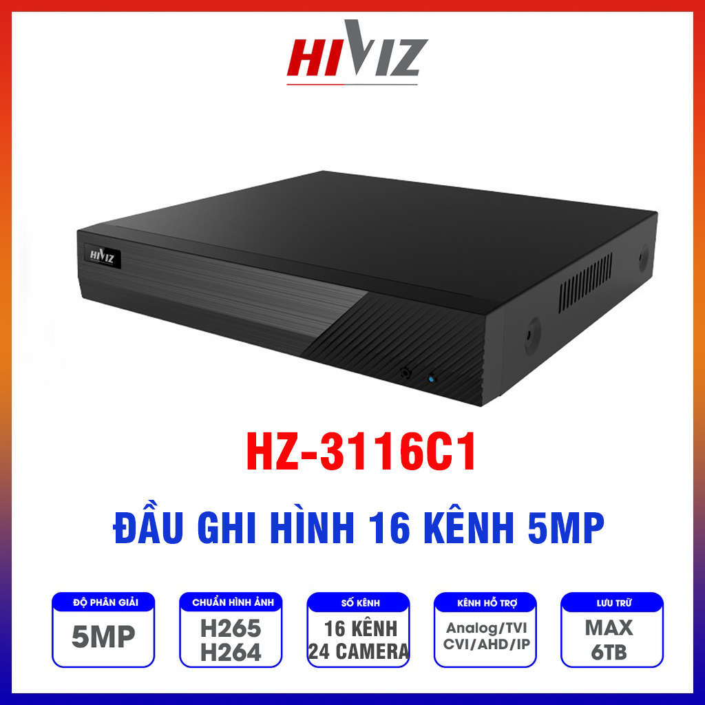 Đầu ghi hình hiviz pro 4 | 8 | 16 kênh 5mp, hỗ trợ camera analog/tvi/cvi/ahd/ip - chính hãng
