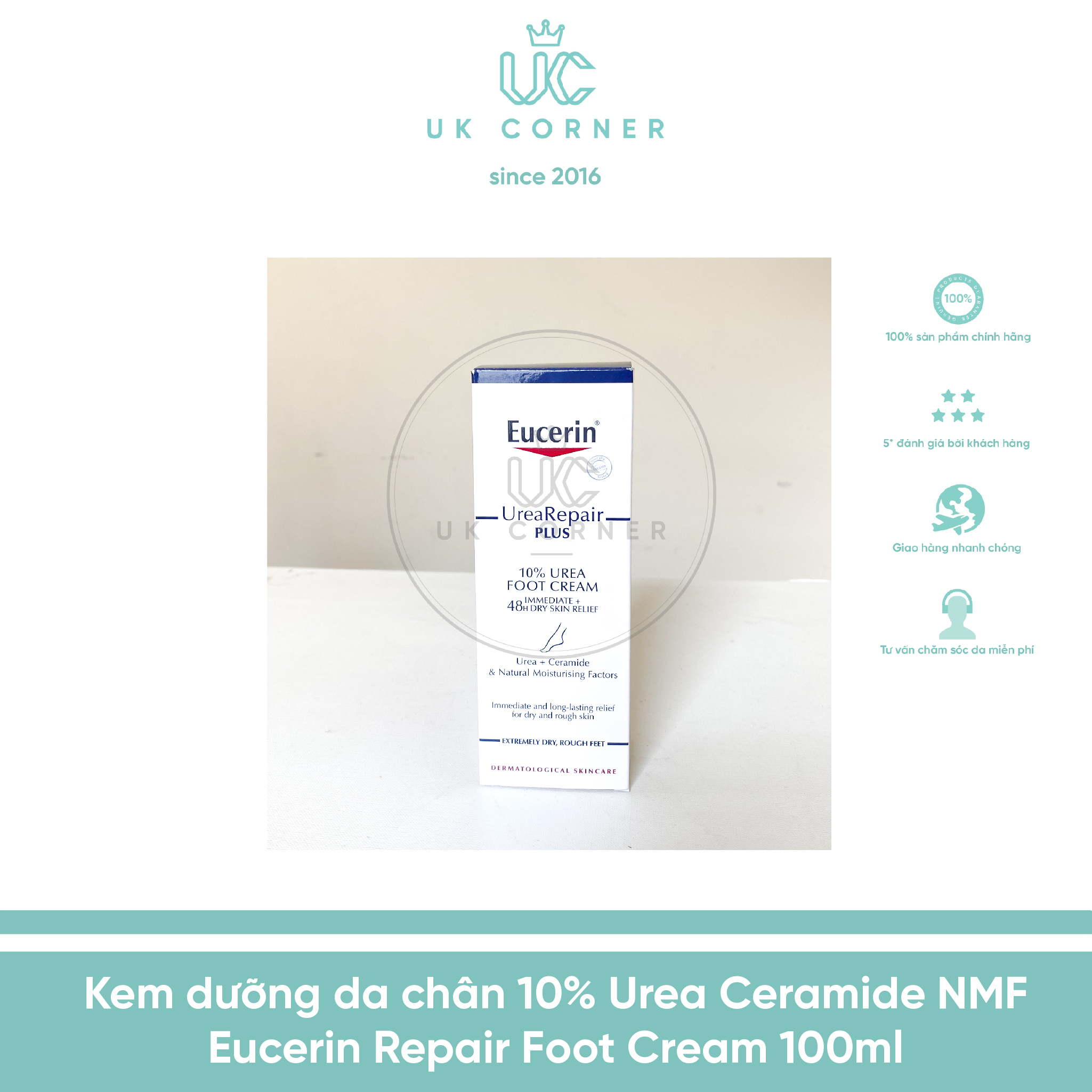 Kem dưỡng da chân 10% Urea Ceramide NMF Eucerin Repair Foot Cream 100ml