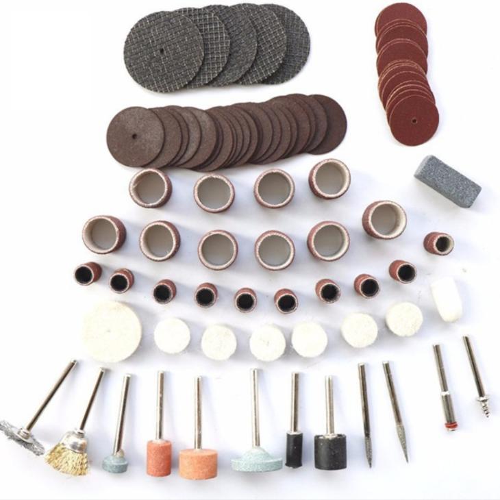 Bộ 105 món đồ nghề phụ kiện cắt, mài, chà, đánh rỉ sét, đánh bóng cho khoan điện đa năng mini cầm tay (như Louxor, Dremel, ACZ, motor 775...)