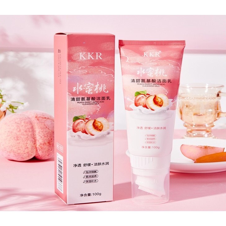 Sữa rửa mặt kkr trái đào có đầu cọ