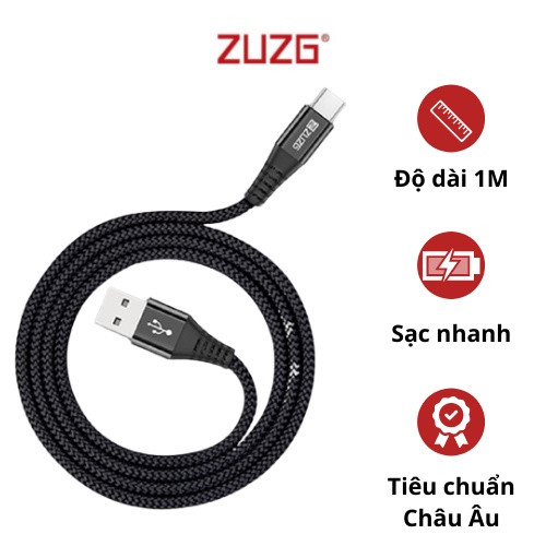 Cáp sạc nhanh iphone samsung type c zuzg 1m 5v-2.4a ny01/2/3