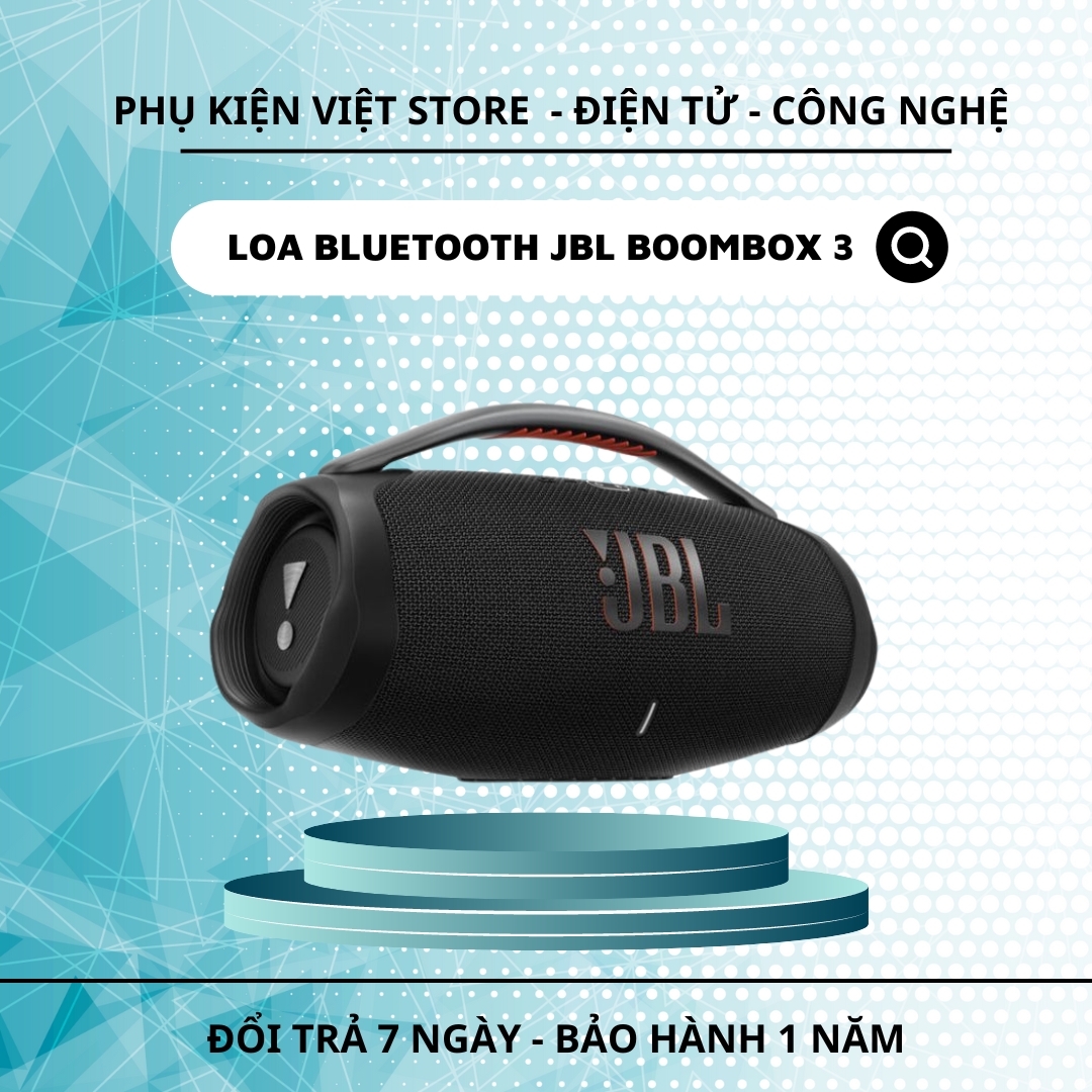 Loa Bluetooth JBL Bombox 3 Chính Hãng -  Loa Siêu Trầm Công Suất Lớn JBI Boombox Hàng Bãi Mỹ Âm Thanh Siêu Bass Cực Mạnh - Chống Nước IPX7 - Loa Di Động, Loa Karaoke Công Suất Cực Lớn - Lỗi 1 Đổi  1