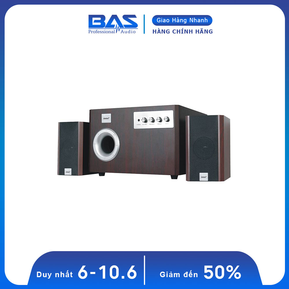 Loa để bàn cao cấp RMH RM281BT, loa nghe nhạc cao cấp RHM 281BT, loa để kệ tivi với thiết kế vân gỗ sang trọng, công suất 60W, loa vi tính hỗ trợ Bluettooth