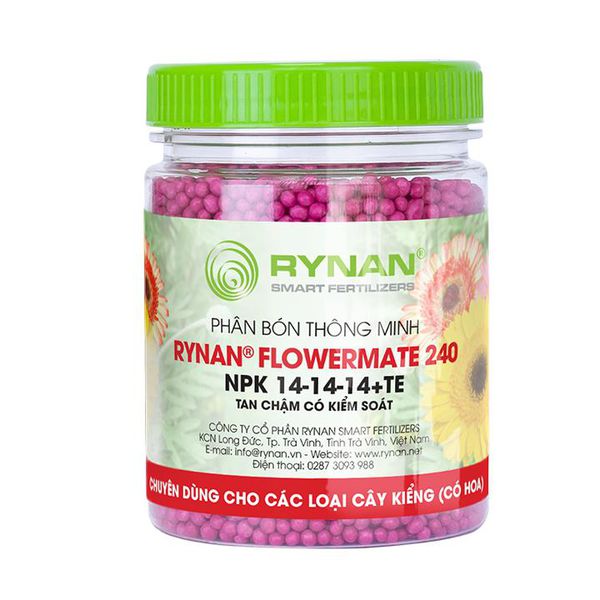 Phân bón thông minh ryan 14 - 14 - 14 + te chuyên dùng cho cây kiểng có hoa hũ 150gr