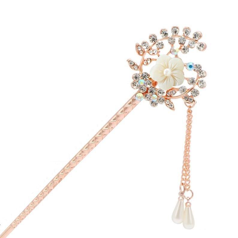 [HCM]Trâm Cài Tóc Hoa Mai Handmade Cổ Trang Búi Tóc Cho Cô Dâu Phụ Kiện Biểu Diễn Hay Thích Hợp Cho Cosplay 17 Cm