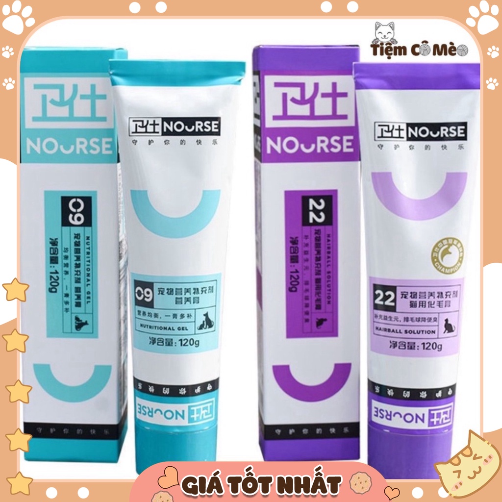 Gel dinh dưỡng nourse 09 22 - [dành cho mèo kén ăn, giúp tiêu búi lông, dưỡng lông tuýp 120gr
