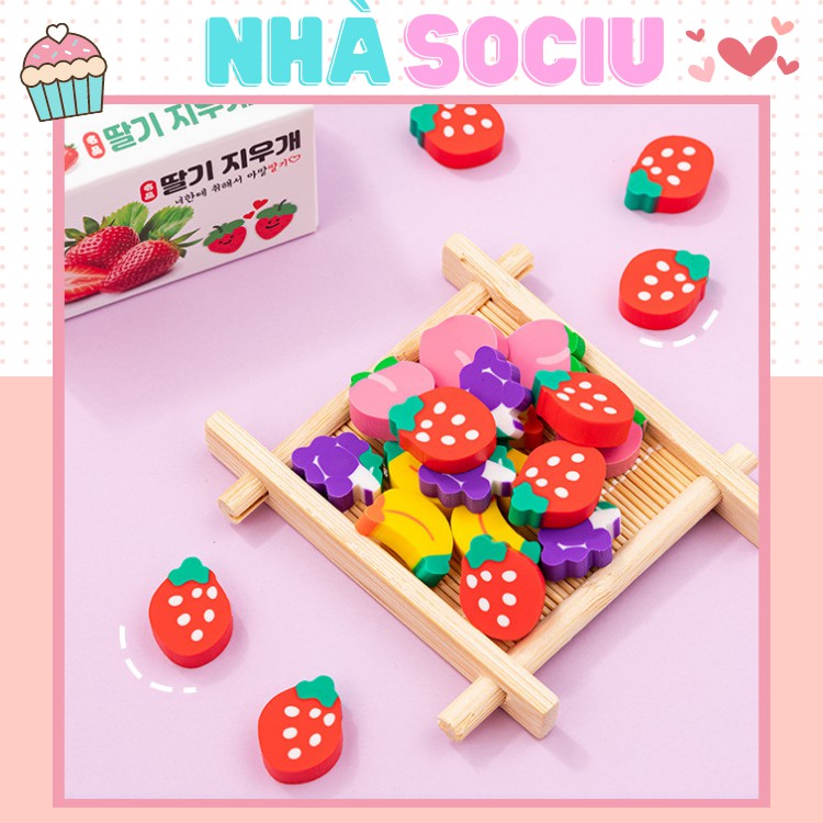 Set 50 cục gôm tẩy hình trái cây dễ thương Sociu