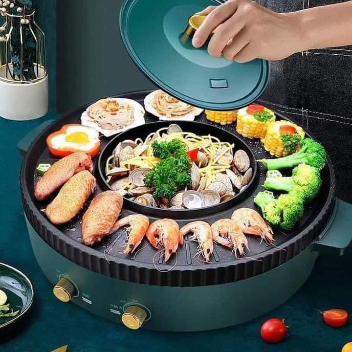 Nồi Lẩu Nướng Đa Năng nồi nẩu nướng NINESHIELD KB-518 nồi nẩu nướng đa năng điện máy xanh nồi nẩu điện chợ lớn nồi nấu nướng 2 trong 1