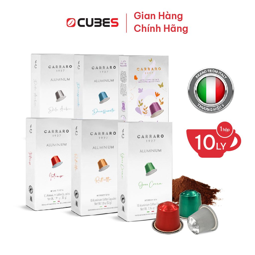 Cà phê viên nén Carraro Gourmet Blends – Nhập khẩu Ý – Tương thích máy Nespresso