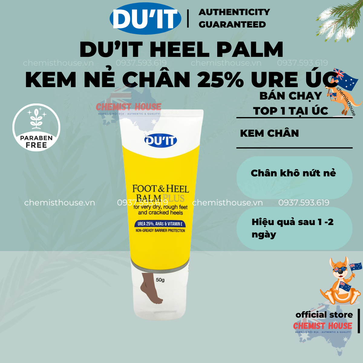 Kem nứt nẻ gót chân úc du'it foot & heel balm - giảm nẻ chân nứt chân dưỡng gót chân nẻ tay đầu gối tẩy da chết