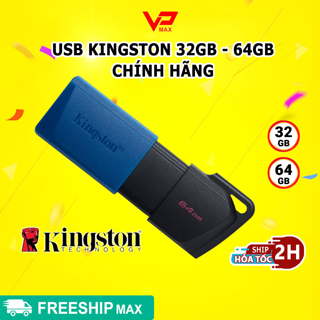 USB Kingston 64GB 32GB USB 3.0 Speed 100Mb/s bảo hành 5 năm FPT - Thiết kế trượt - Bền Bỉ - Tốc Độ Cao - Tương Thích 2.0 và 3.0 - VPMAX Store