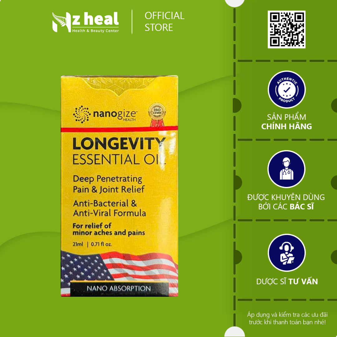 Dầu gió vàng Nanogize Longevity Essential Oil Deep Penetrating (21ml) - Date 01/2028