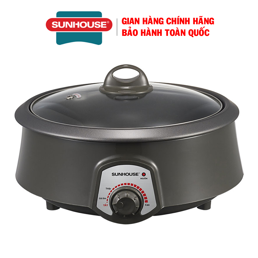 Nồi lẩu điện đa năng Sunhouse SHD4522 - Nồi lẩu đa năng Sunhouse - Lẩu điện đa năng Lẩu, Xào, Chiên, Rán - Lòng nồi chống dính cao cấp, Dung tích 3L, Công suất 1300W, Bảo hành 12 tháng