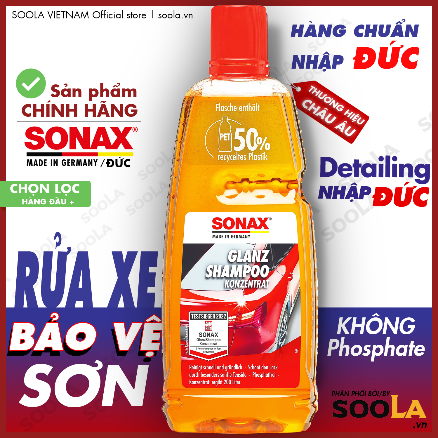 Nước rửa xe không ăn mòn Sonax Gloss Shampoo Chính Hãng Nhập Đức 1000 ml 314300