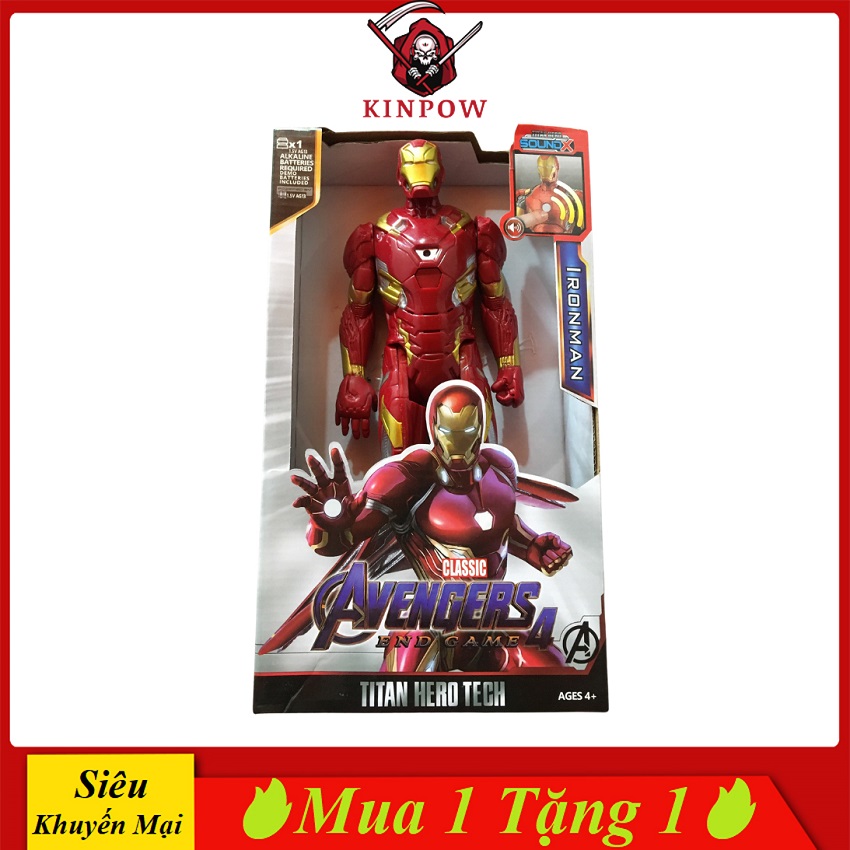 Đồ chơi mô hình người sắt ironman kinpow phát nhạc phát sáng, nhựa đặc cao cấp