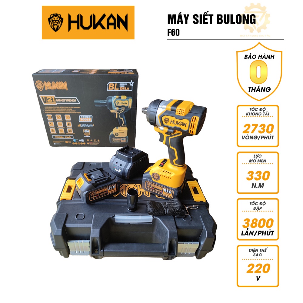 [Chính Hãng] Máy siết bulong HUKAN F60 lực siết 330NM - Siết bulong Hukan bảo hành chính hãng