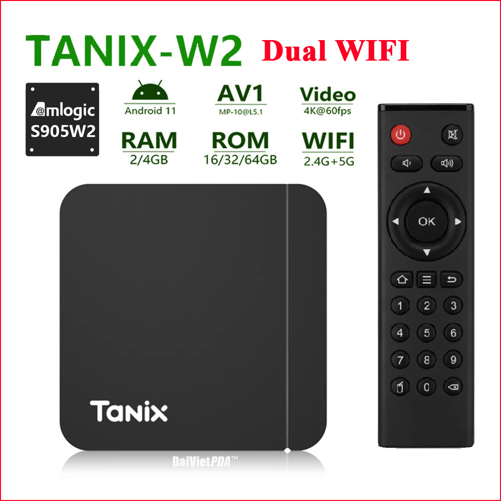 Android tv box tanix w2 - amlogic s905w2, android 11, ram 2g/16g wifi ac bluetooth