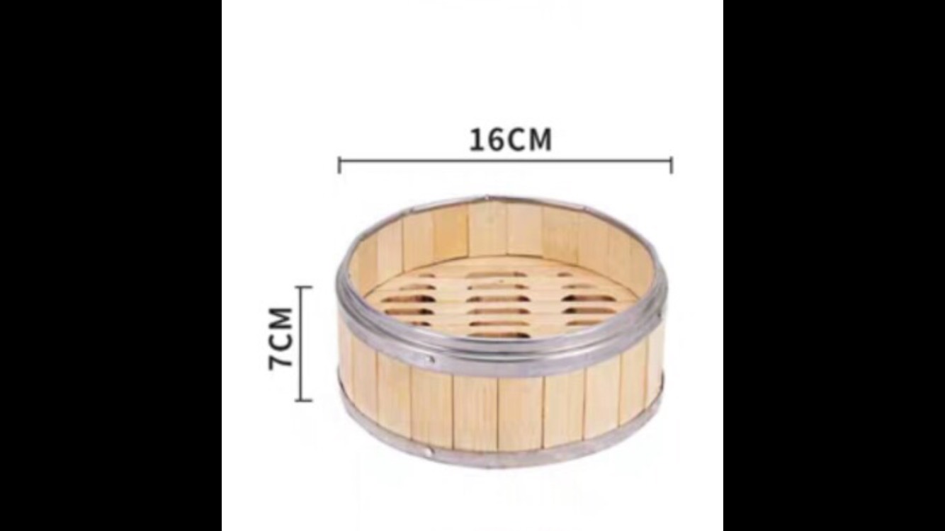 Thố tre viền inox đựng dimsum loại 16cm