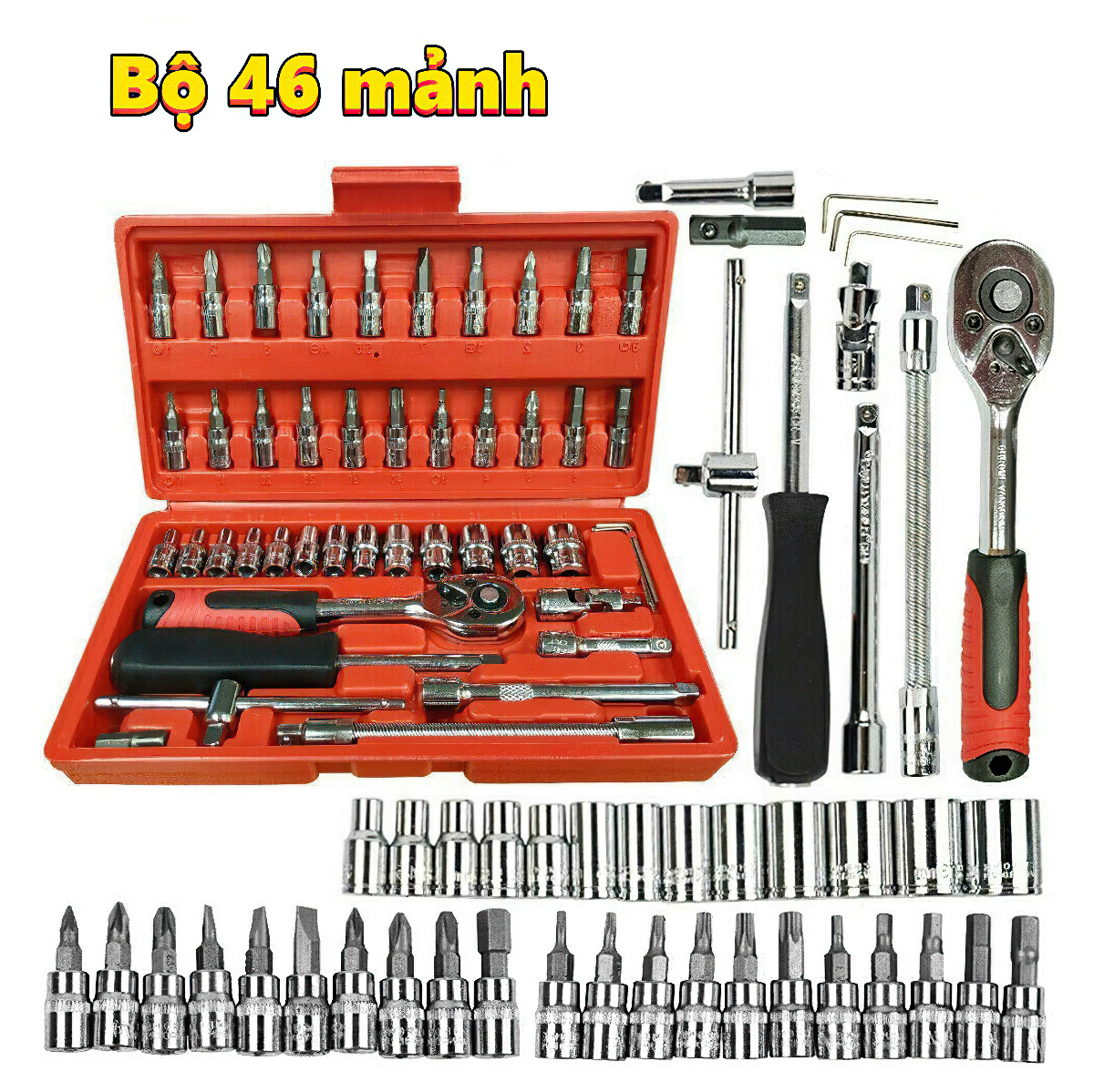 Bộ dụng cụ mở bu lông ốc vít đa năng 46 chi tiết