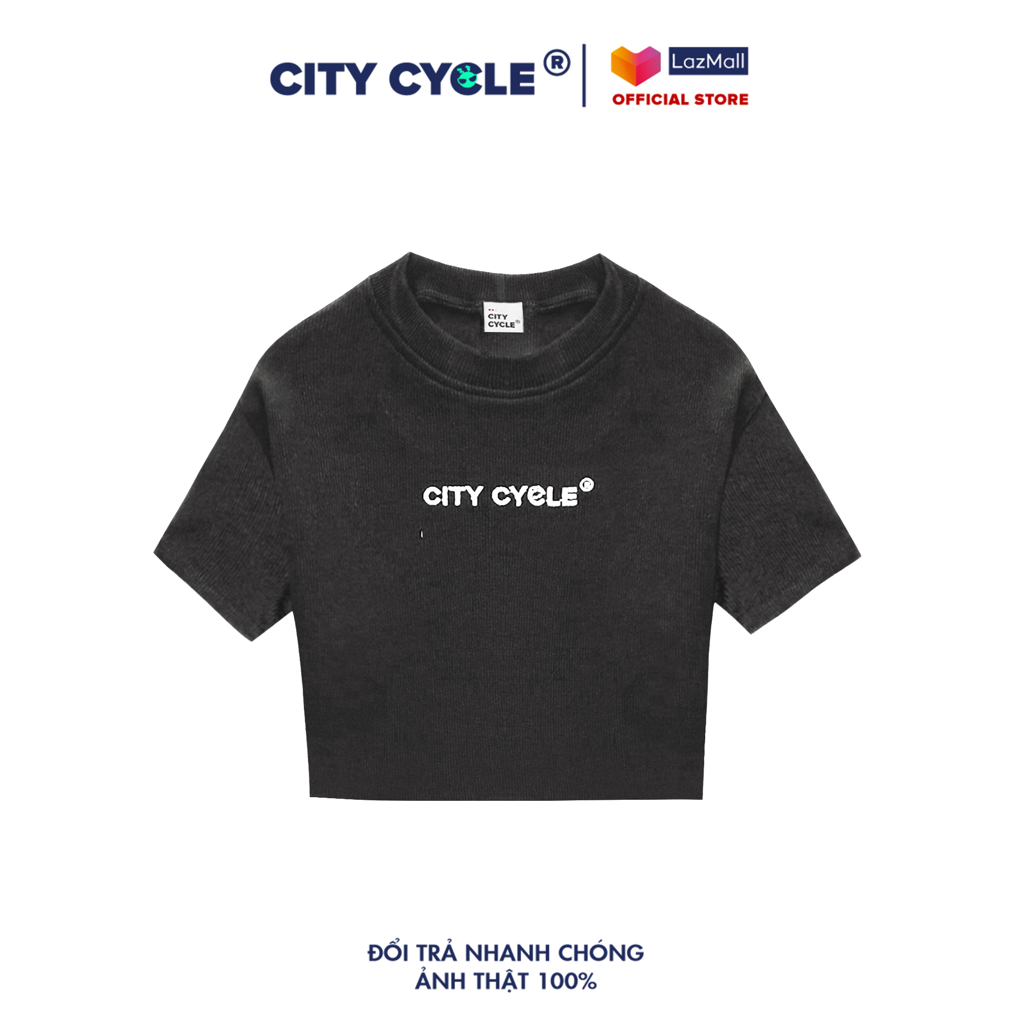 Áo croptop local brand ngắn tay thêu tên thương hiệu City Cycle form rộng oversize