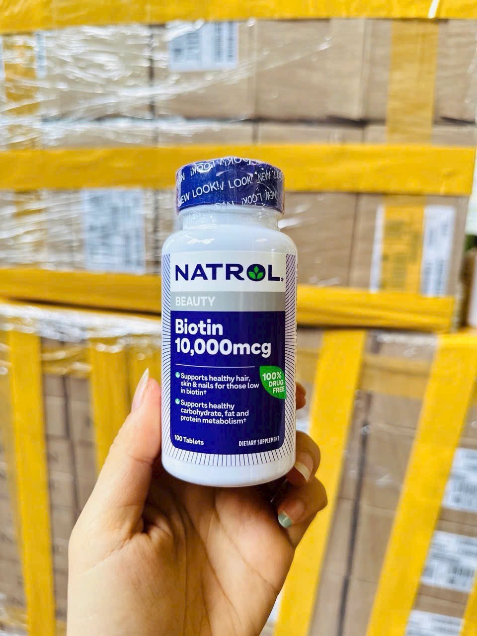 Viên uống biotin giảm rụng tóc biotin 10.000mcg natrol của mỹ mẫu mới