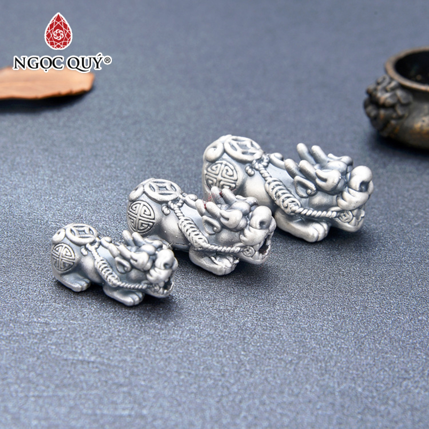 [HCM]Charm bạc tỳ hưu xỏ ngang - Ngọc Qúy Gemstones