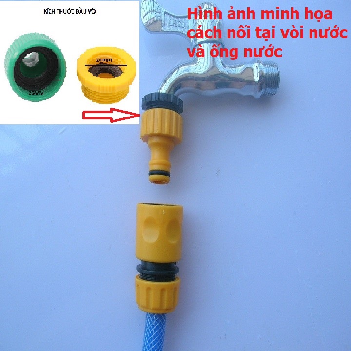 SET 1 BỘ 390+389. NỐI NHỰA GẮN TẠI VÒI NƯỚC REN 21.27,  KÈM KHỚP NỐI ỐNG NƯỚC 16mm. 390.389