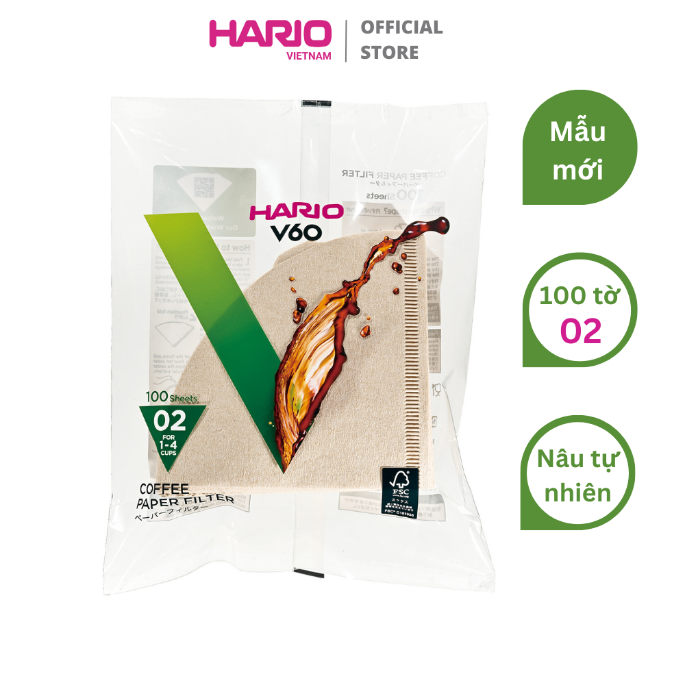 Giấy lọc cà phê hario v60 100 tờ - v60 paper filter 02 m 100 sheets vcf-02-100m