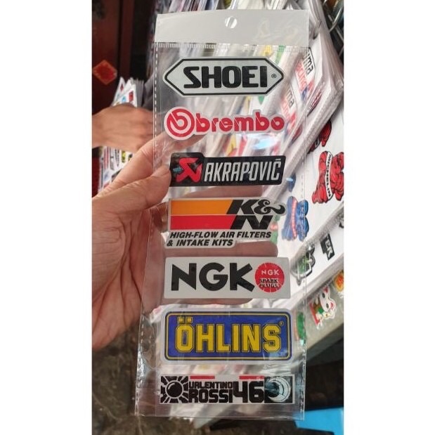 Tem phản quang dán xe shoei brem akrapovic kn ohlins valentino rossi