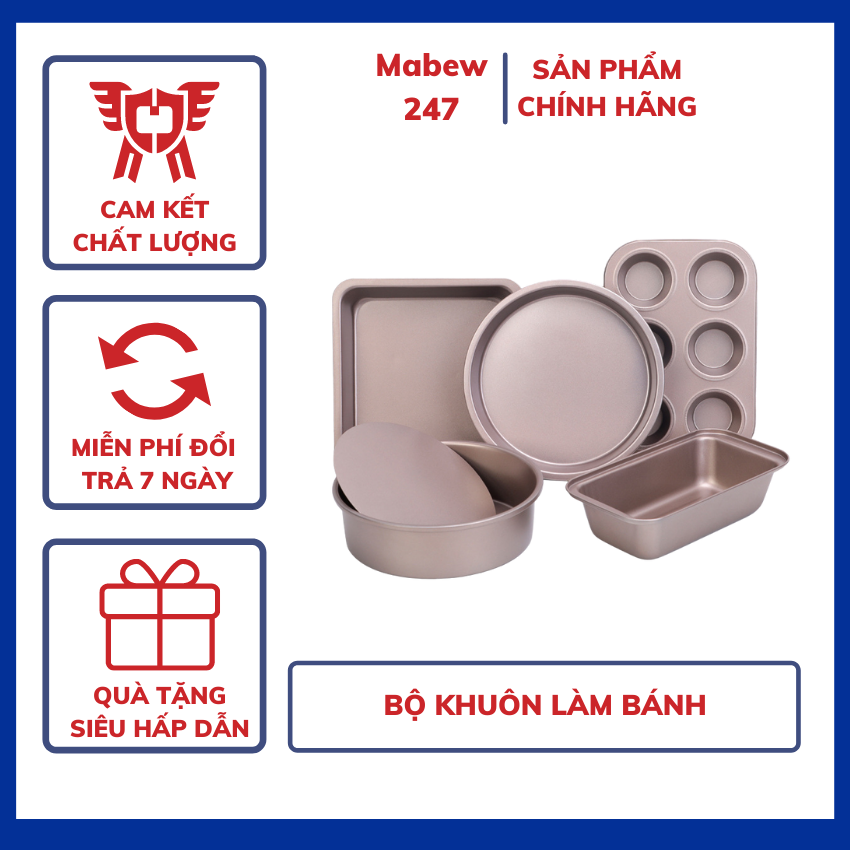 Bộ khuôn làm bánh cao cấp, khay làm bánh chống dính gold
